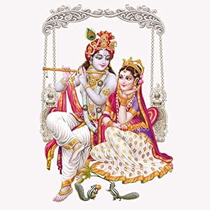 Radha Krishna wall sticker featuring the beloved Hindu deities in vibrant colors, symbolizing divine love and spirituality for home decor.