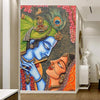 Peel and stick Radha Krishna wallpaper featuring the iconic Hindu deities, ideal for adding spirituality and elegance to any living space.