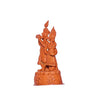 Handcrafted terracotta Radha Krishna idol in vibrant red and brown, depicting the divine couple playing the flute, ideal for home decor.