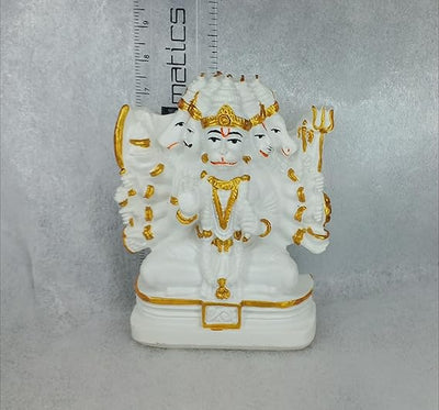 Handmade radium idol of Panchamukhi Hanuman, featuring five faces symbolizing protection, suitable for home decor and altars.