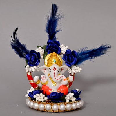 Handcrafted resin Ganesha idol, 30.48x27.94x22.86 cm, ideal for home altar or car dashboard. Symbolizes prosperity, wisdom, and good fortune