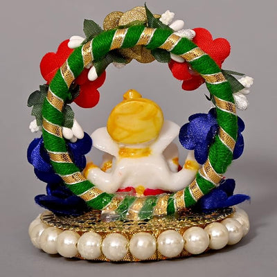 Handcrafted resin Ganesha idol, 30.48x27.94x22.86 cm, perfect for home altar or car dashboard. Symbolizes prosperity, wisdom, and good fortune.