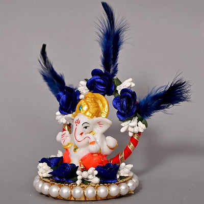 Handcrafted resin Ganesha idol, 30.48x27.94x22.86 cm, ideal for home altar or car dashboard. Symbolizes prosperity, wisdom, and good fortune