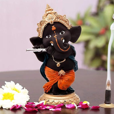 Handcrafted resin Ganesha idol, 600 grams, 20.5x15.2x15.2 cm, perfect for home decor and spiritual harmony, symbolizing good luck and prosperity."