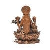 Handmade copper Saraswati idol, intricately designed, depicting the goddess of knowledge and arts with exquisite detailing.