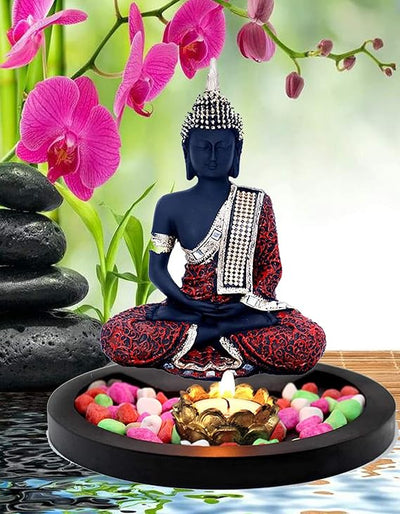 Handcrafted Lord Buddha statue made from high-quality resin, featuring intricate details and a serene expression. Ideal for home decor and meditation spaces
