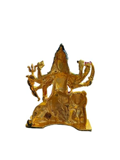 Handcrafted brass statue of Goddess Sherawali, symbolizing divine power and protection, ideal for home, office, or puja mandir