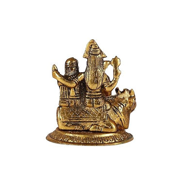 Handmade Shiv Parivar idol featuring Lord Shiva, Goddess Parvati, and Lord Ganesha, crafted from aluminum, symbolizing unity and protection