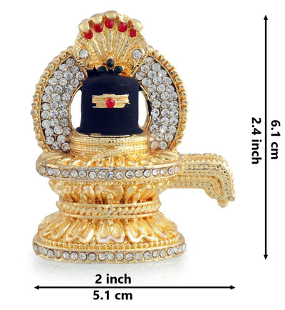 Handmade gold and black metal Shivling idol, symbolizing Lord Shiva, ideal for home decor, altar, or car dashboard.