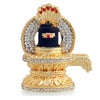 Handmade gold and black metal Shivling idol, symbolizing Lord Shiva, ideal for home decor, altar, or car dashboard.