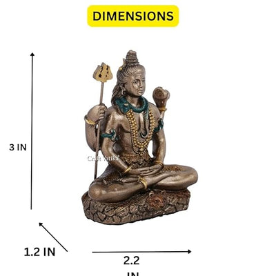 A compact resin idol of Lord Shiva in Padmasana pose, showcasing intricate details. Perfect for enhancing spiritual decor in any space.