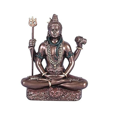 A compact resin idol of Lord Shiva in Padmasana pose, showcasing intricate details. Perfect for enhancing spiritual decor in any space.
