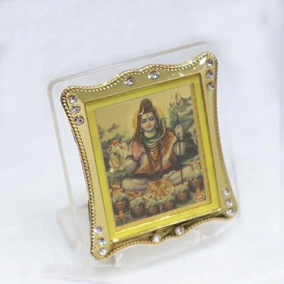 Handcrafted acrylic statue of Lord Shiva Shankar, designed for car dashboards, symbolizing protection and strength during travels.