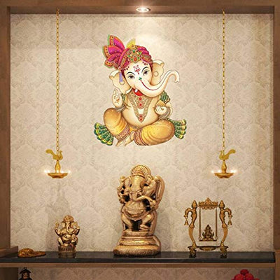 Vibrant wall sticker of Shree Ganesha, depicting the Hindu deity known for wisdom and removing obstacles, ideal for home decor.