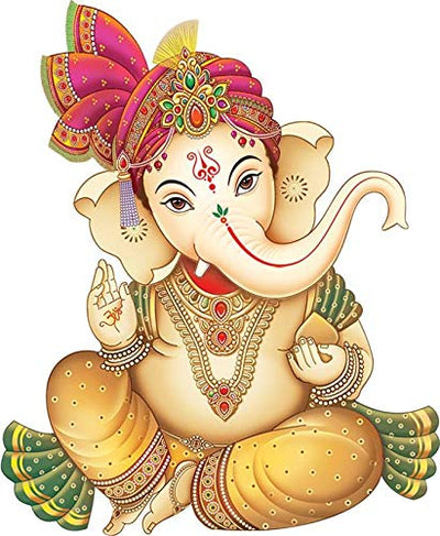 Vibrant wall sticker of Shree Ganesha, depicting the Hindu deity known for wisdom and removing obstacles, ideal for home decor.