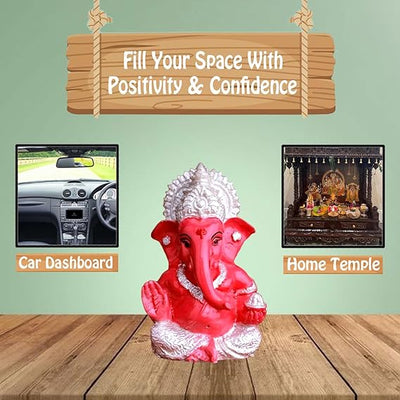 A beautifully crafted silver-plated Lord Ganesha idol made from premium resin, symbolizing prosperity and wisdom. Ideal for home or office decor.