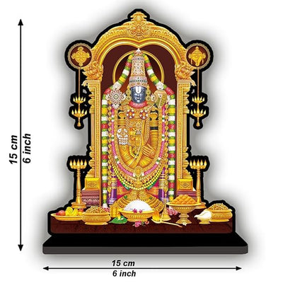 Vibrant handmade Tirupati Balaji idol made from engineered wood, showcasing intricate details and colors, ideal for home and office decor.
