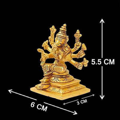 Handcrafted Varahi Amman Varagi statue in brass, featuring eight arms and intricate detailing, symbolizing power and protection for your altar