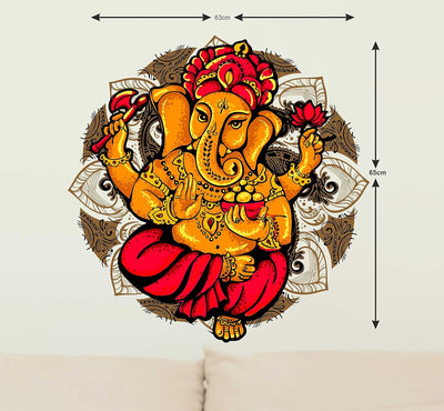 Vibrant Lord Ganesha wall sticker featuring intricate details and a colorful design, ideal for enhancing home decor and celebrating Hinduism.
