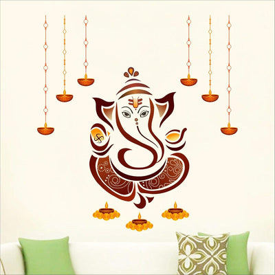 Vibrant Shree Ganesh wall sticker featuring intricate details and a colorful design, ideal for home decor and honoring the Hindu faith.